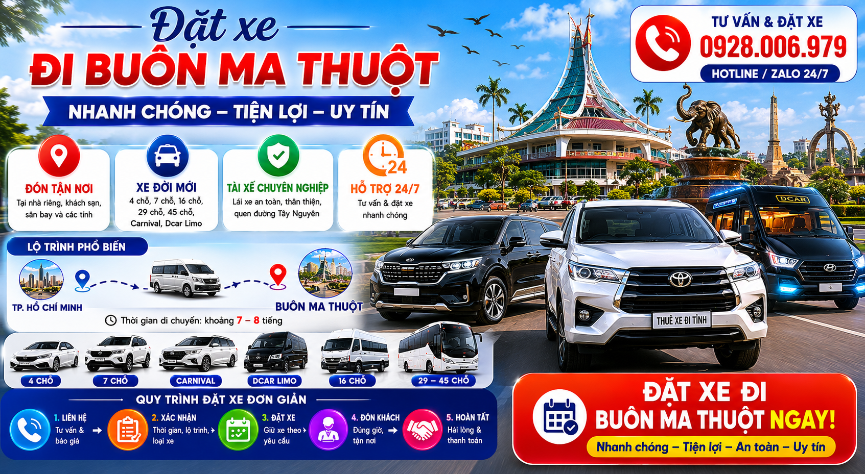Đặt xe đi Buôn Ma Thuột từ TP. HCM