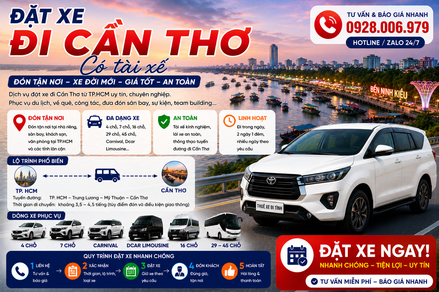 Đặt xe đi Cần Thơ từ TP. HCM