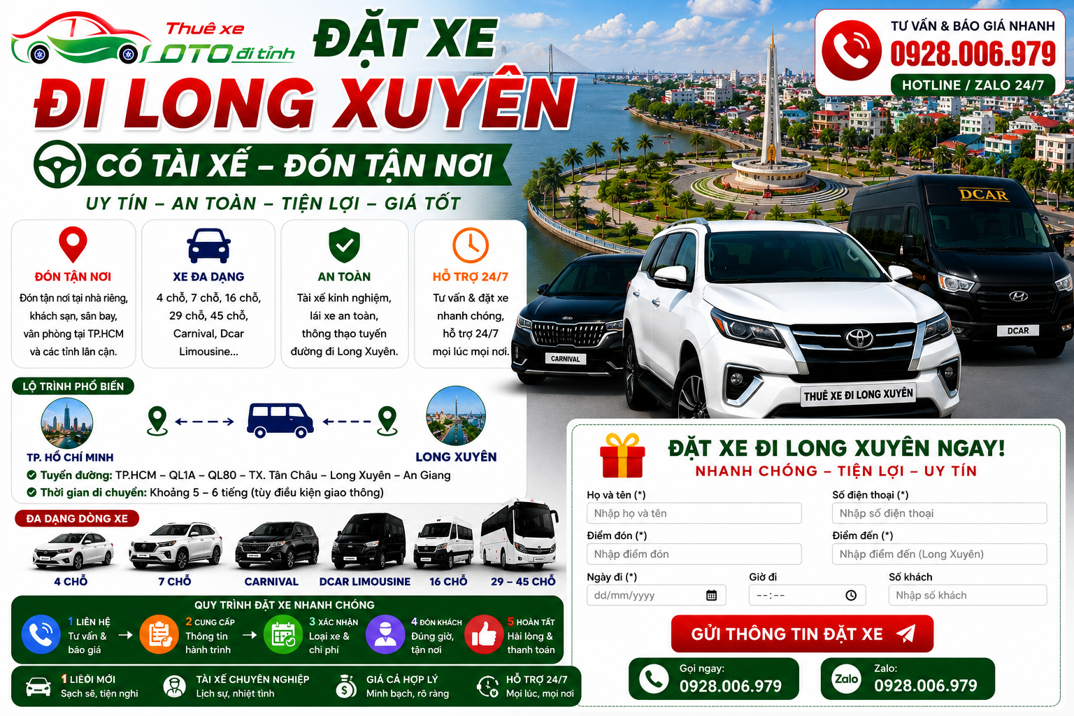 Đặt xe đi Long Xuyên từ TP. HCM Đặt xe đi Long Xuyên từ TP. HCM