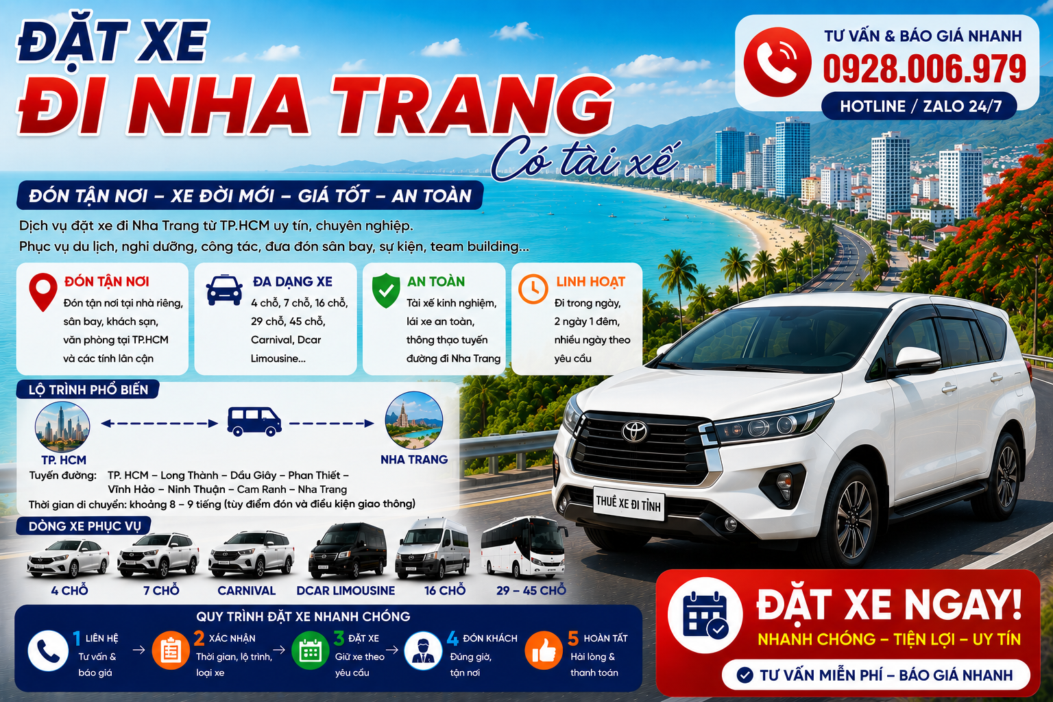 Đặt xe đi Nha Trang từ TP. HCM