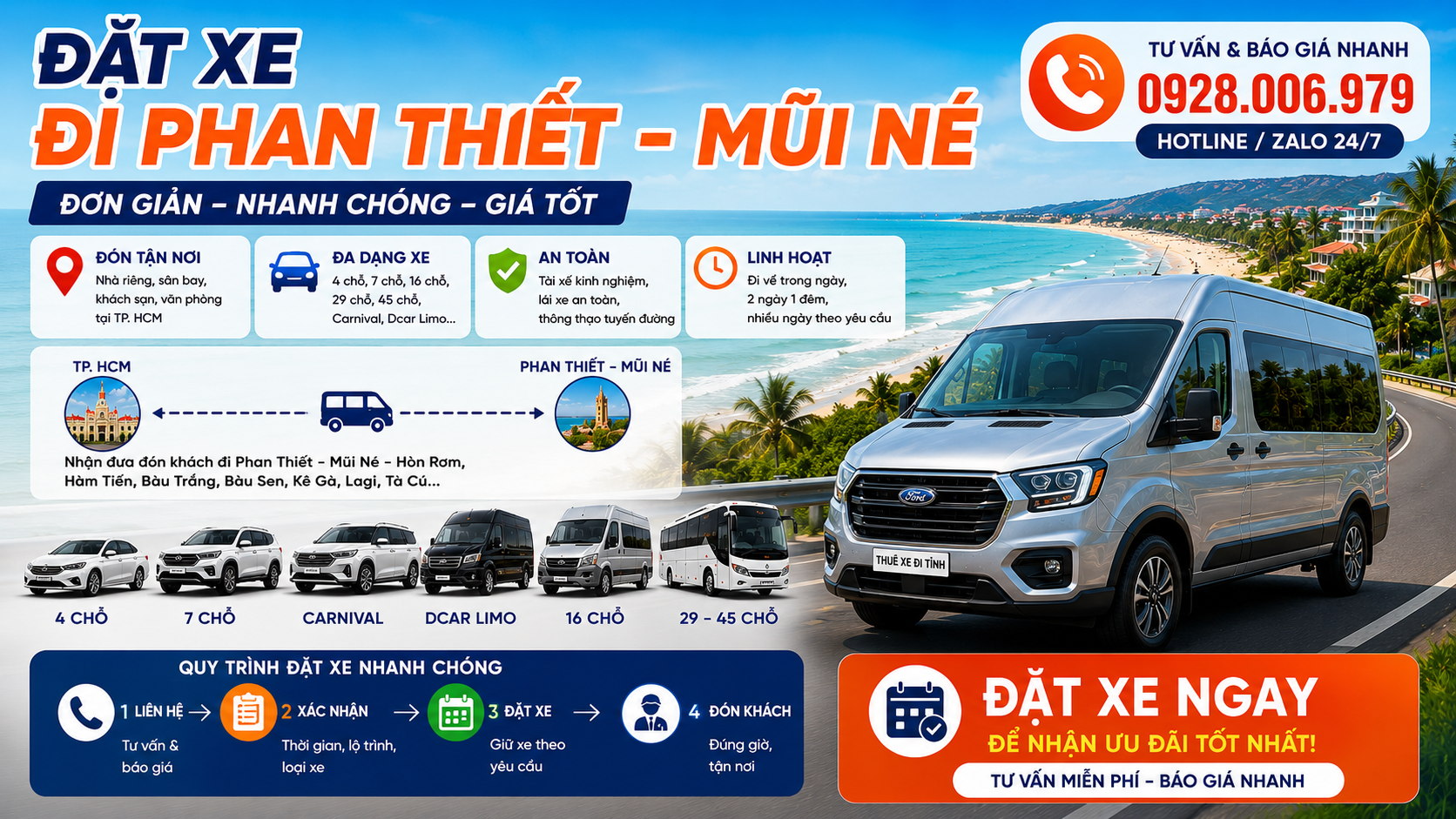 Đặt xe đi Phan Thiết Mũi Né từ TP. HCM Đặt xe đi Phan Thiết Mũi Né từ TP. HCM