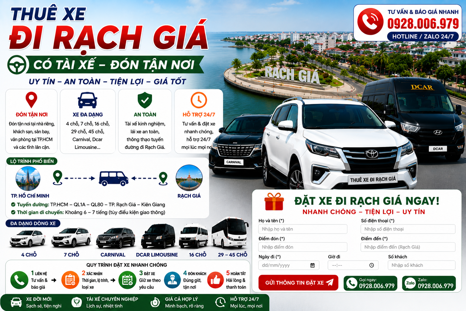 Đặt xe đi Rạch Giá từ TP. HCM Đặt xe đi Rạch Giá từ TP. HCM