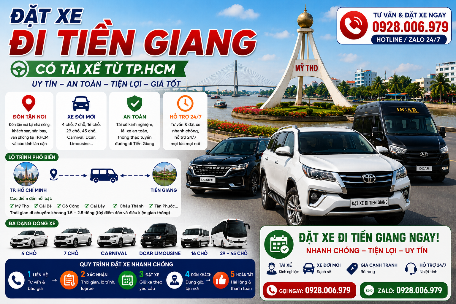 Đặt xe đi Tiền Giang từ TP. HCM Đặt xe đi Tiền Giang từ TP. HCM