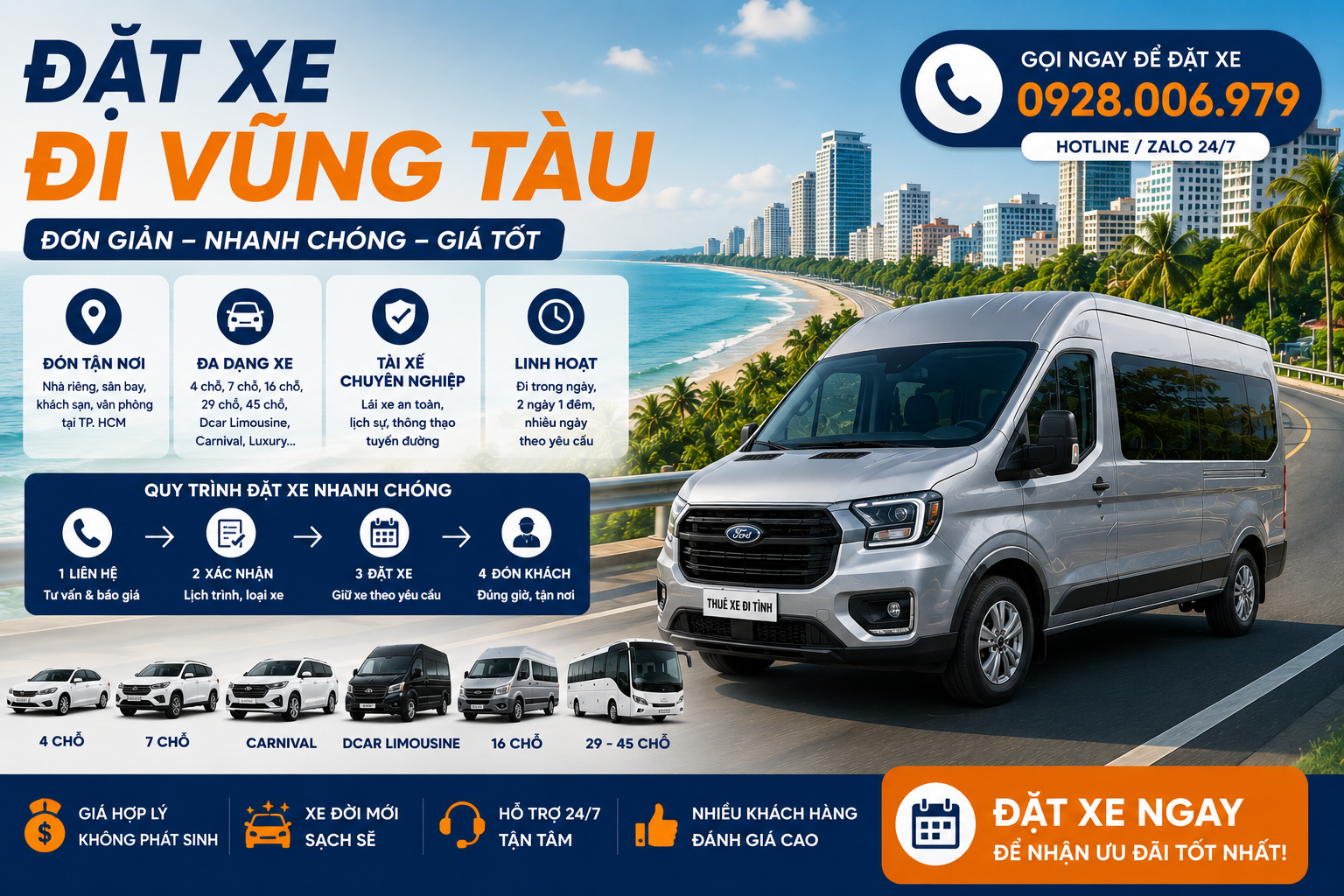 Đặt xe đi Vũng Tàu từ TP. HCM Đặt xe đi Vũng Tàu từ TP. HCM