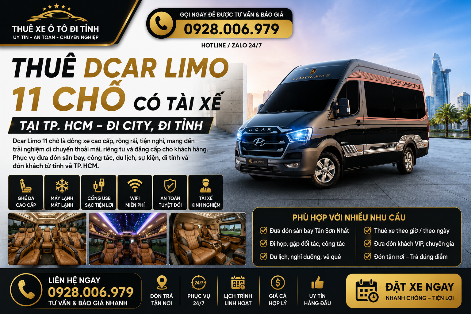 Thuê Dcar Limo 11 chỗ có tài xế tại TP. HCM Thuê Dcar Limo 11 chỗ có tài xế tại TP. HCM