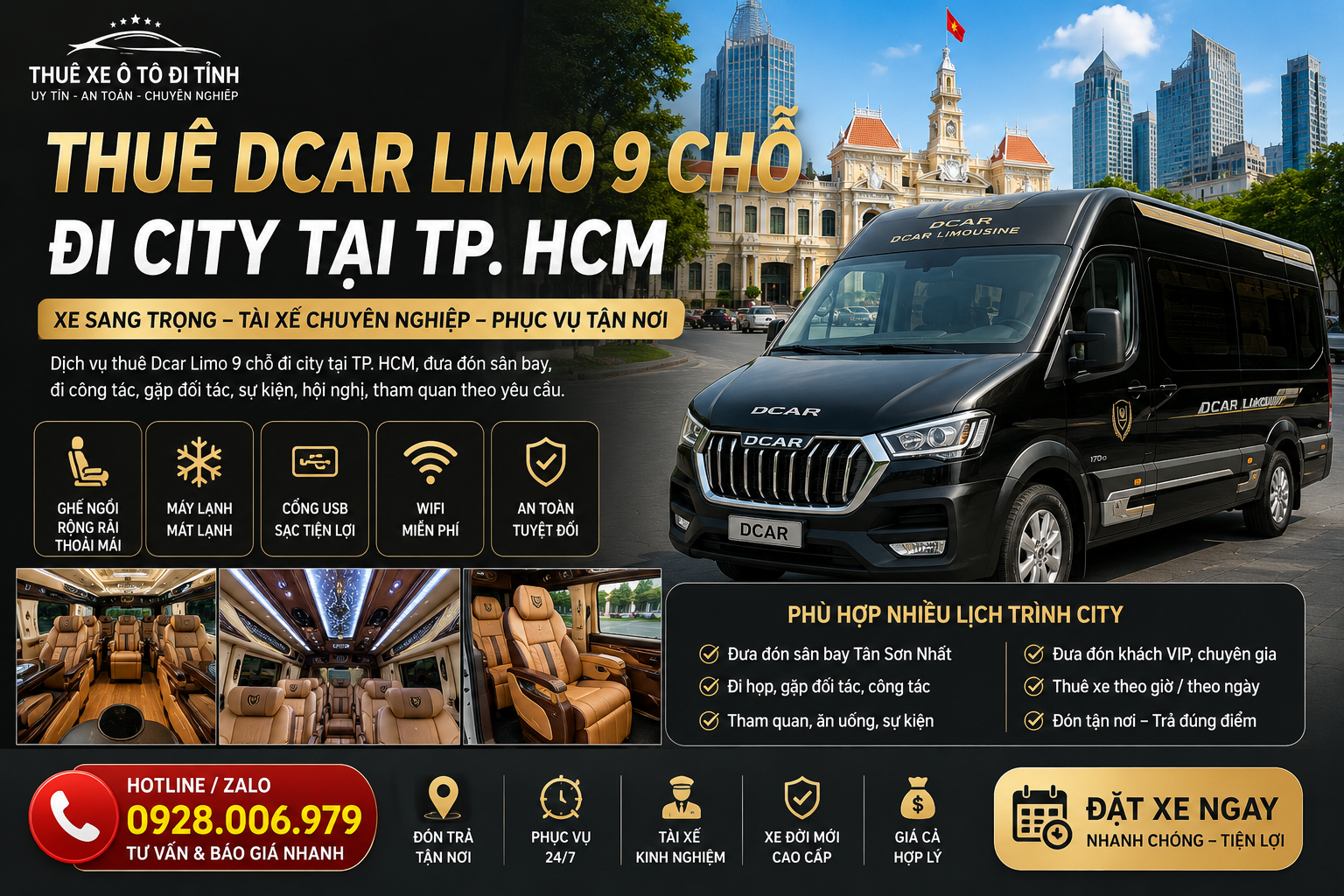Thuê Dcar Limo 9 chỗ đi city tại TP. HCM