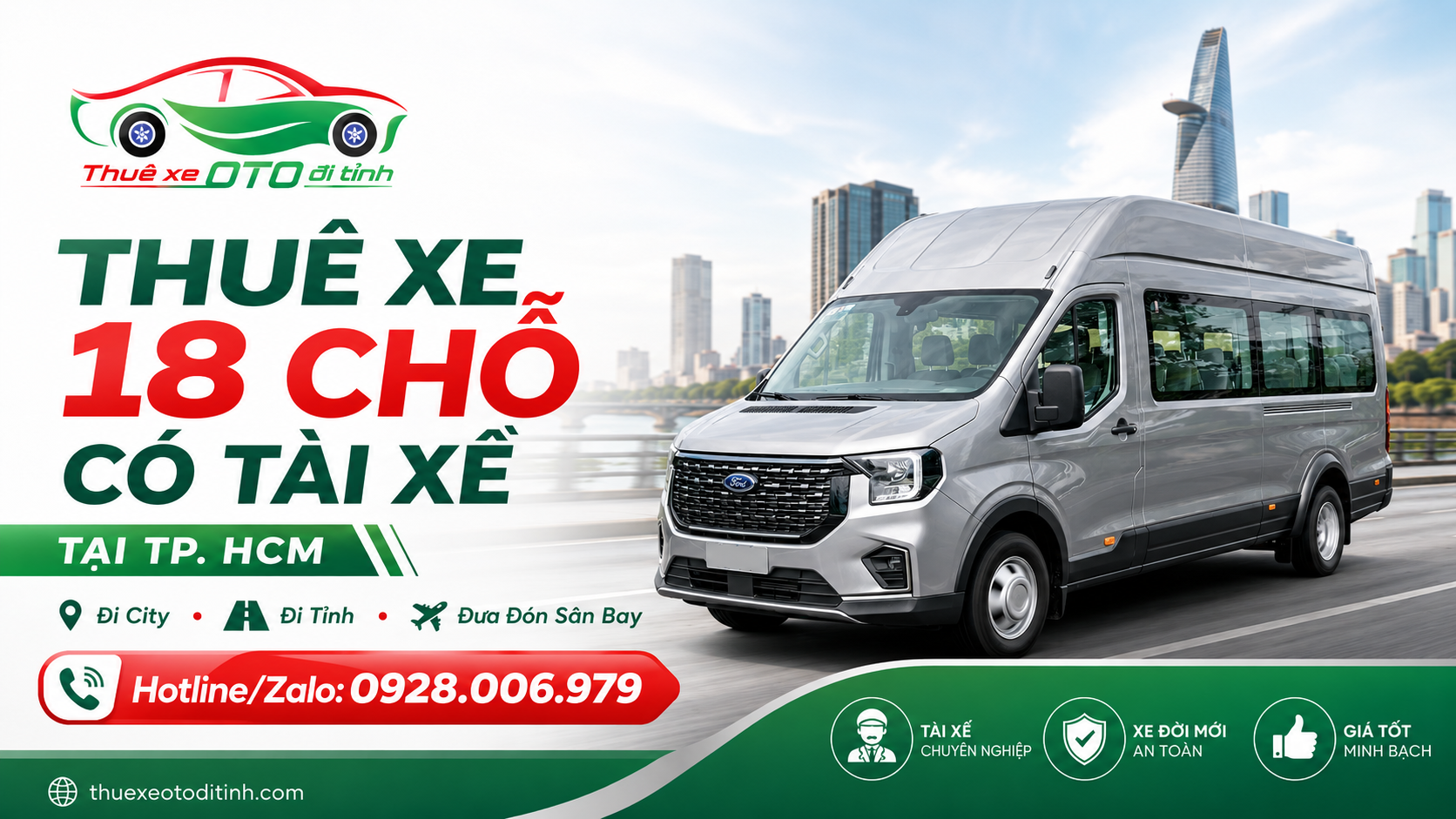 Thuê xe 18 chỗ có tài xế tại TP. HCM