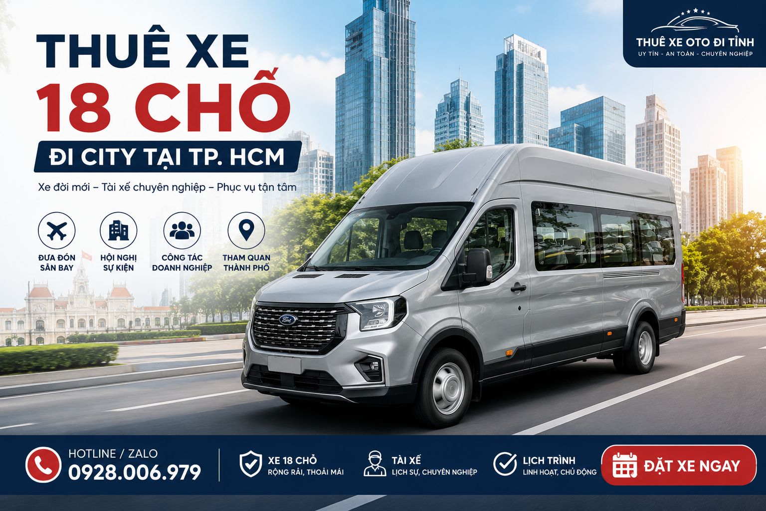 Thuê xe 18 chỗ đi city tại TP. HCM