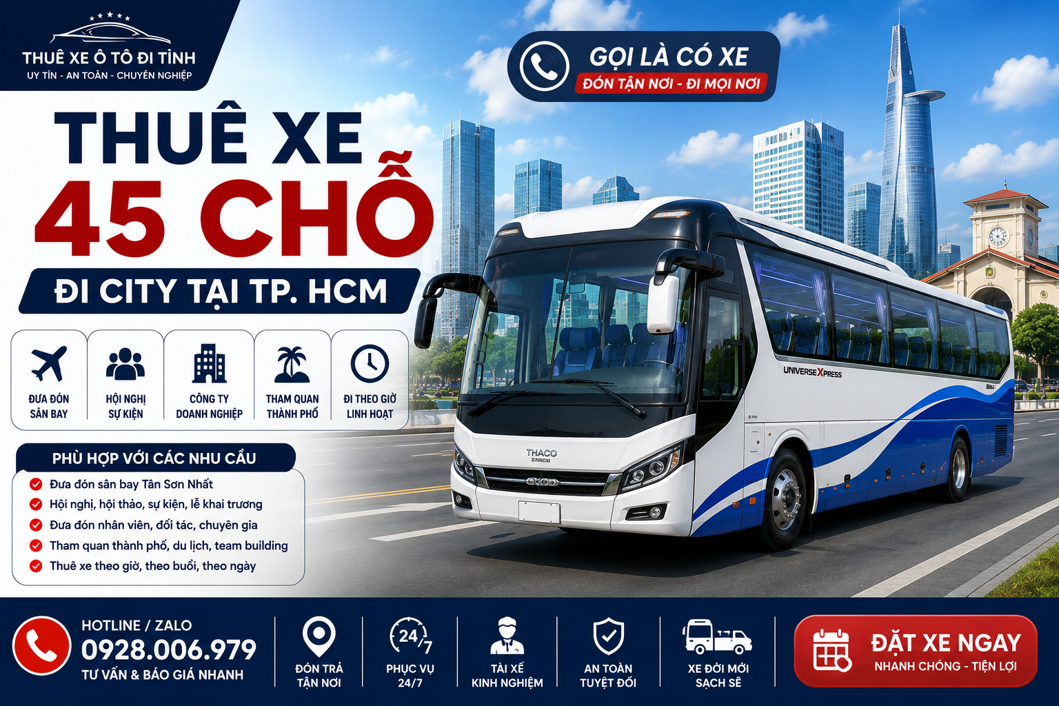 Thuê xe 45 chỗ đi city tại TP. HCM Thuê xe 45 chỗ đi city tại TP. HCM