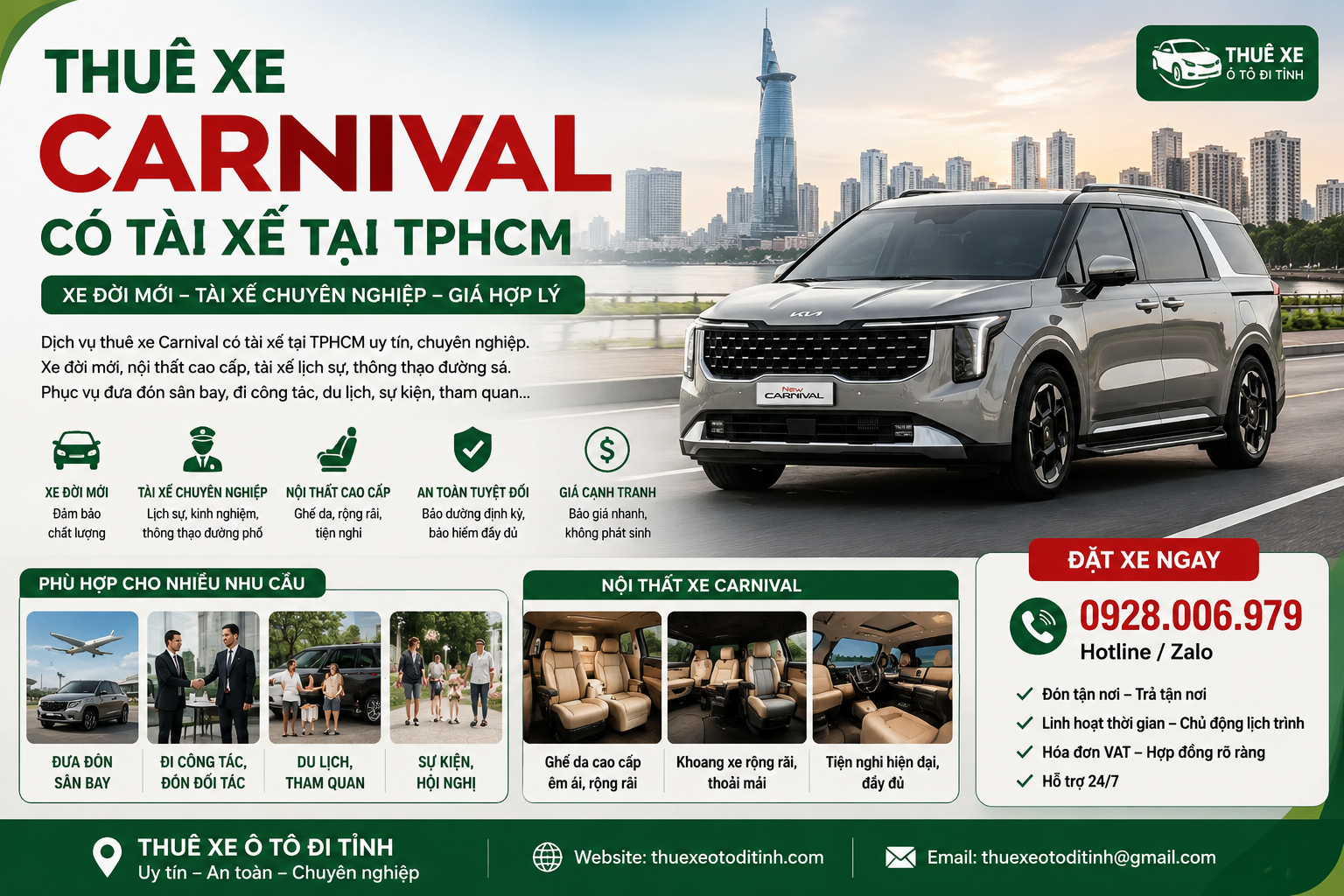 Thuê xe Carnival có tài xế
