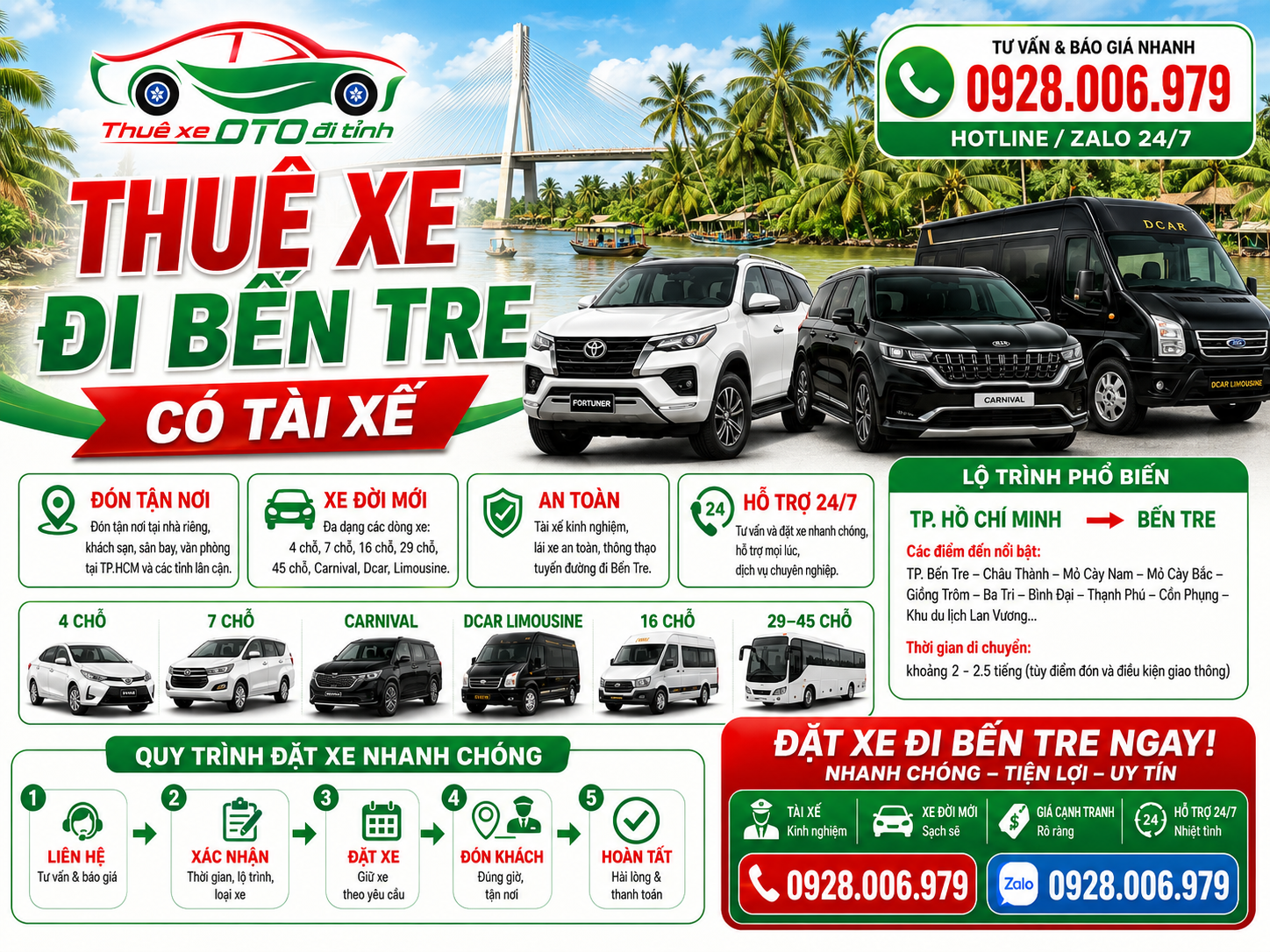 Thuê xe đi Bến Tre có tài xế