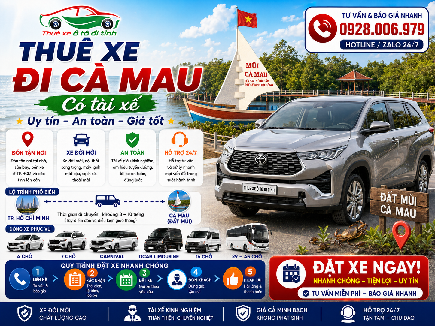 Thuê xe đi Cà Mau có tài xế