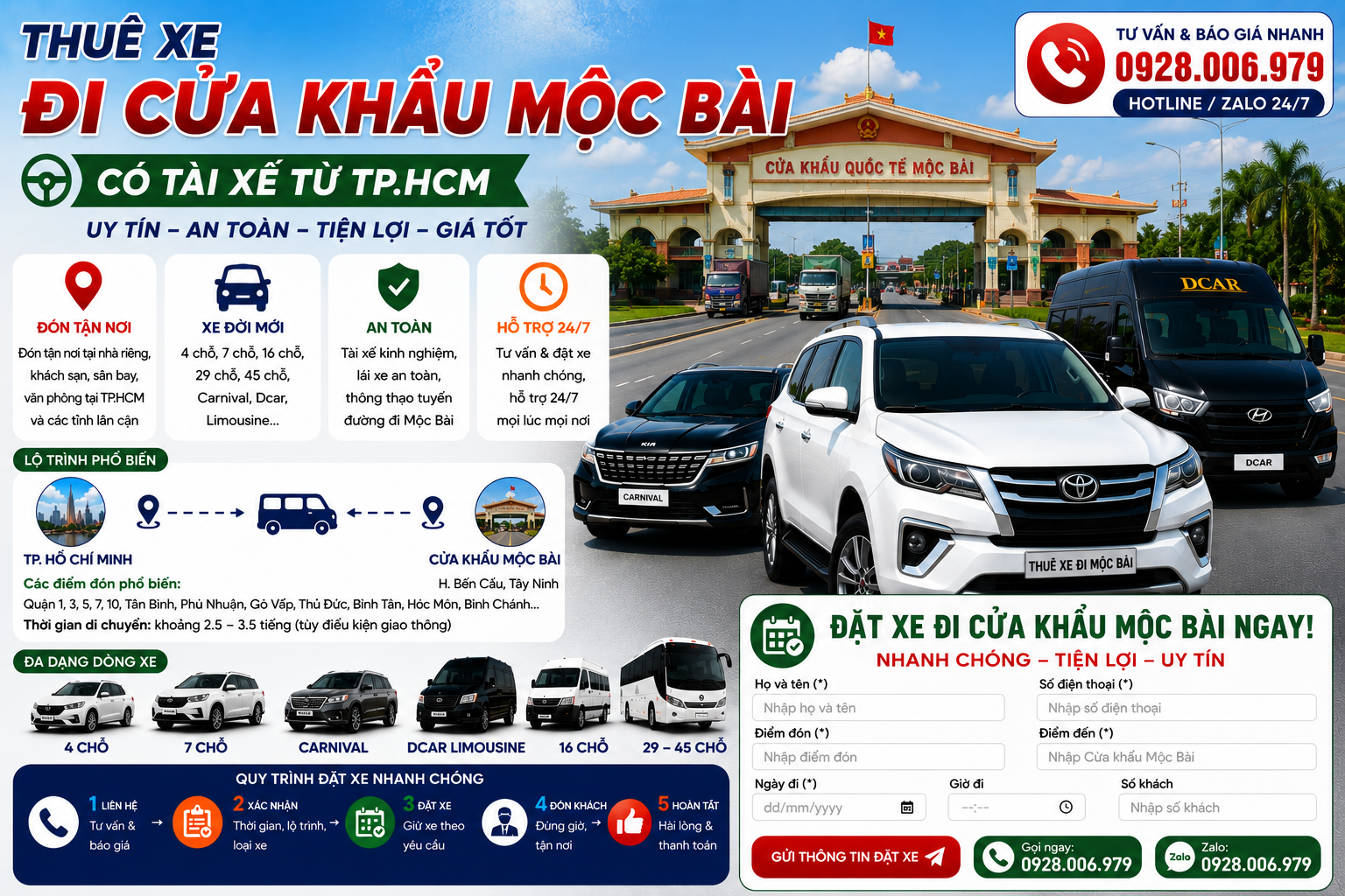 Thuê xe đi Cửa khẩu Mộc Bài có tài xế từ TP. HCM Thuê xe đi Cửa khẩu Mộc Bài có tài xế từ TP. HCM