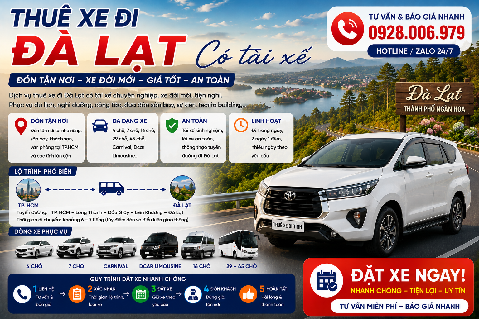 Thuê xe đi Đà Lạt có tài xế