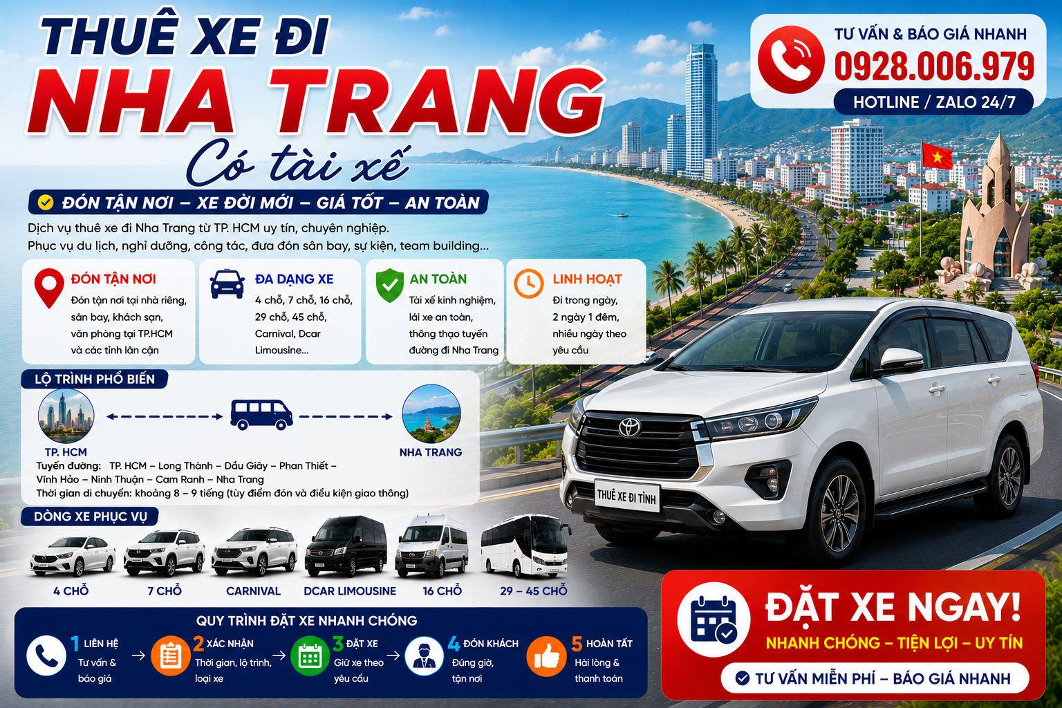 Thuê xe đi Nha Trang có tài xế từ TP. HCM
