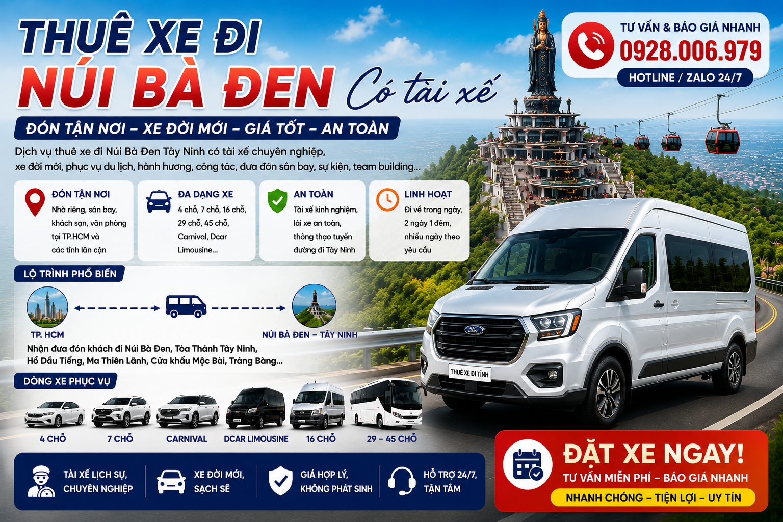 Thuê xe đi Núi Bà Đen có tài xế Thuê xe đi Núi Bà Đen có tài xế