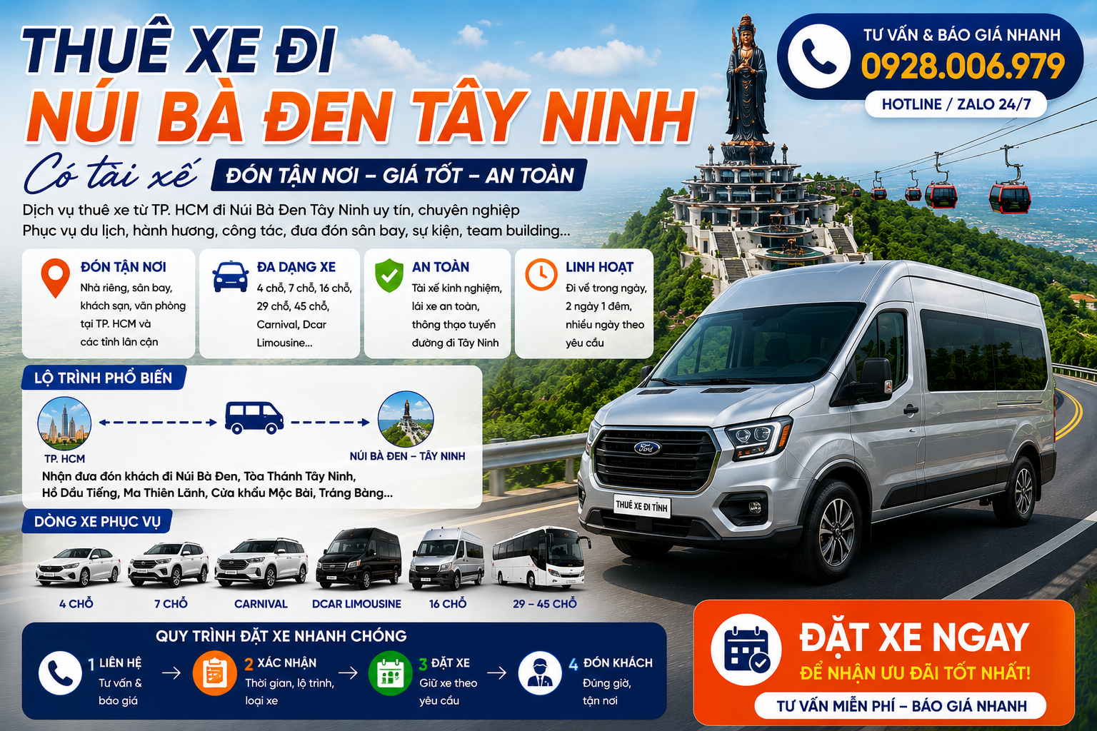 Thuê xe đi Núi Bà Đen Tây Ninh có tài xế từ TP. HCM Thuê xe đi Núi Bà Đen Tây Ninh có tài xế từ TP. HCM