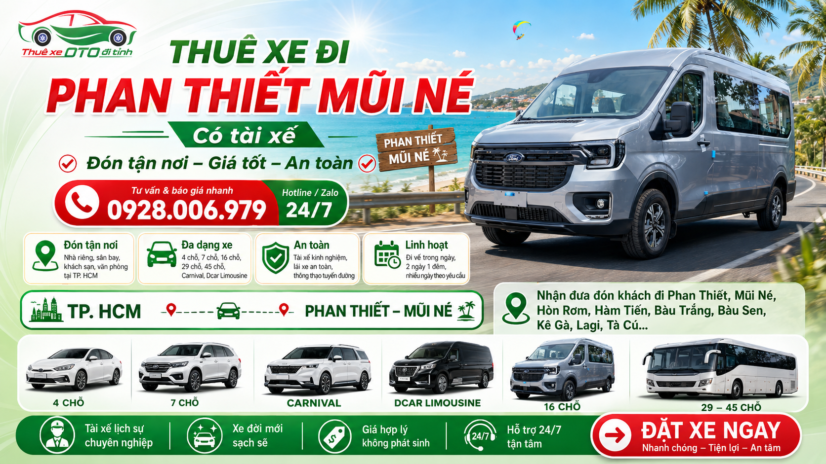 Thuê xe đi Phan Thiết Mũi Né có tài xế Thuê xe đi Phan Thiết Mũi Né có tài xế