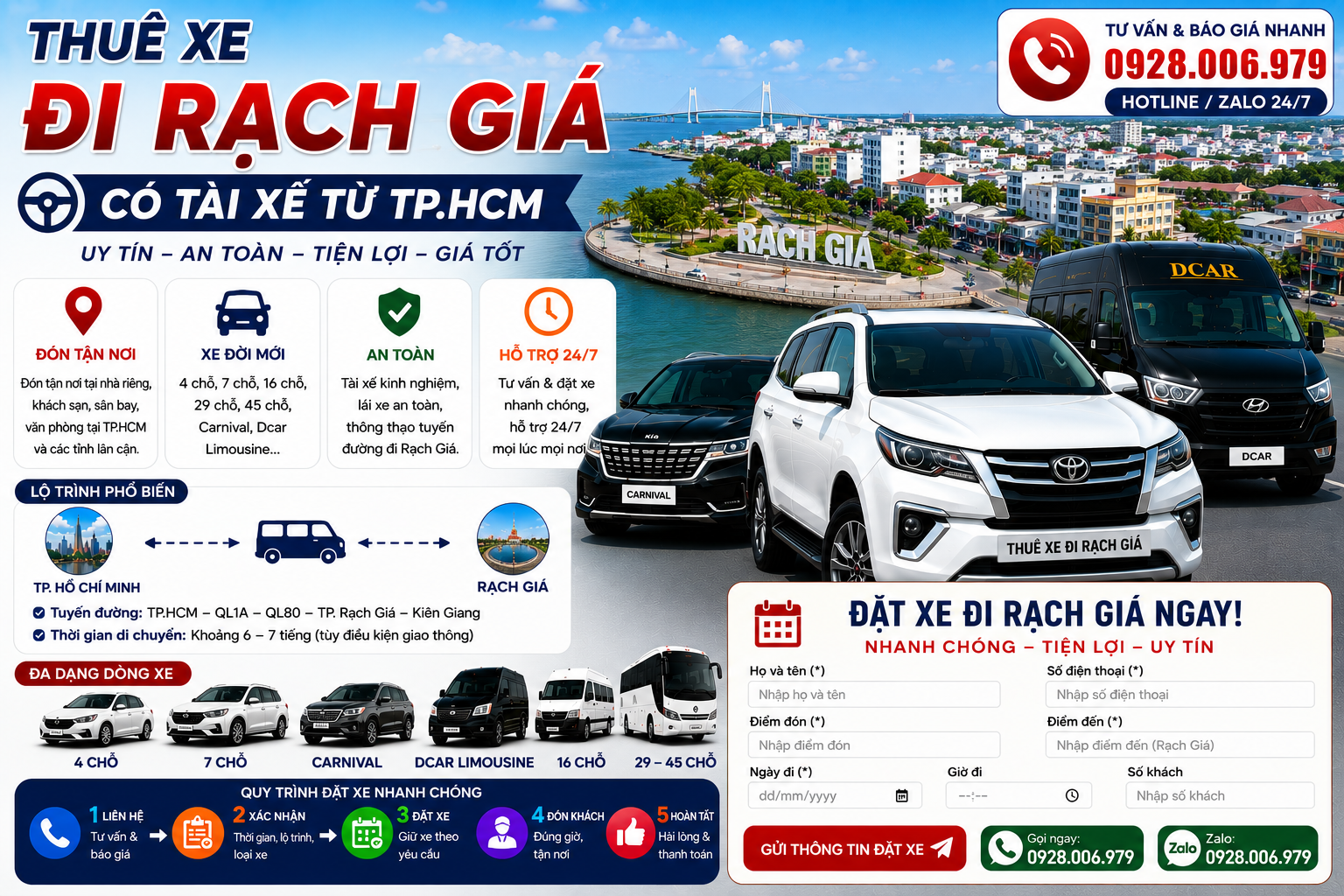 Thuê xe đi Rạch Giá Kiên Giang có tài xế từ TP. HCM Thuê xe đi Rạch Giá Kiên Giang có tài xế từ TP. HCM