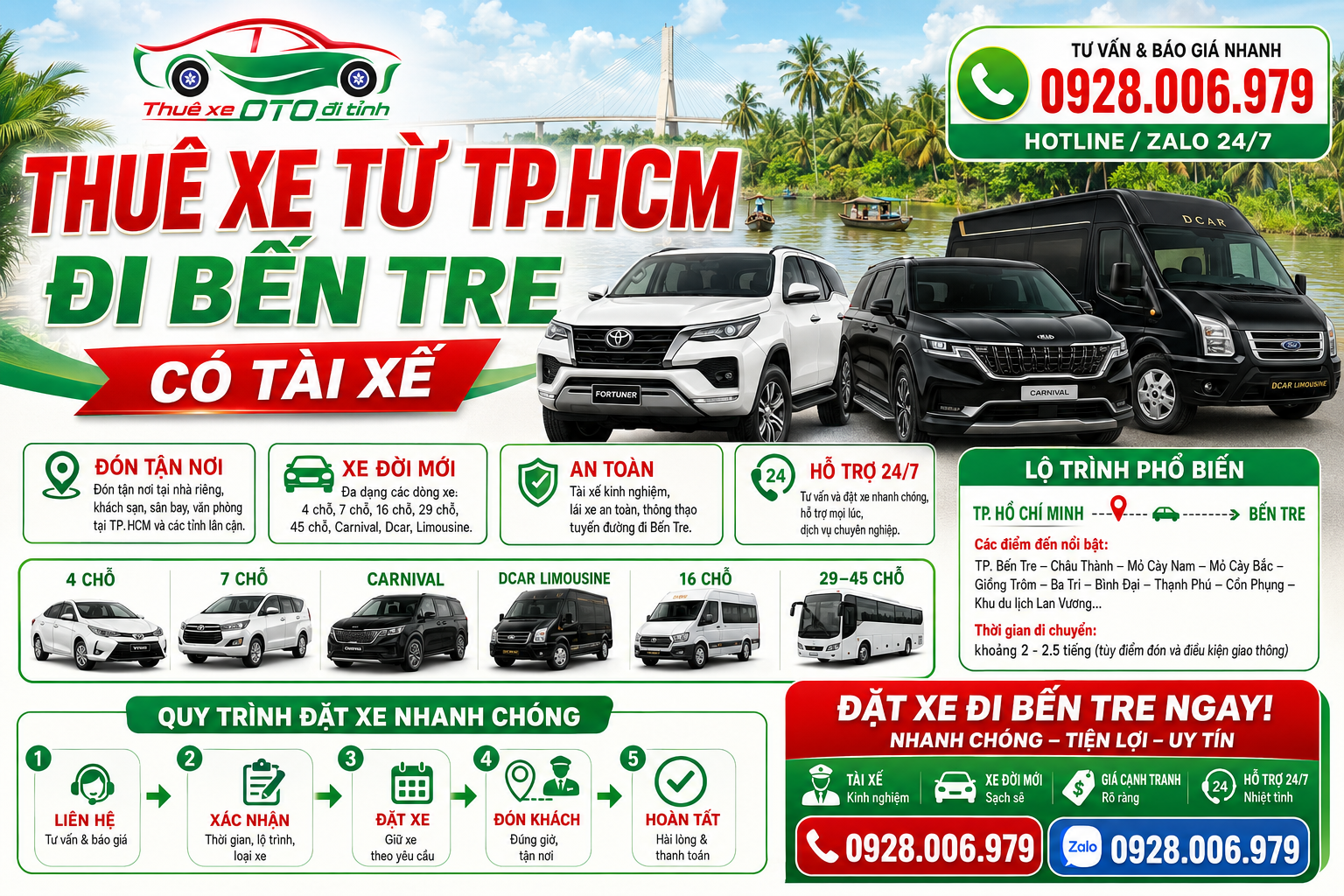Thuê xe từ TP. HCM đi Bến Tre