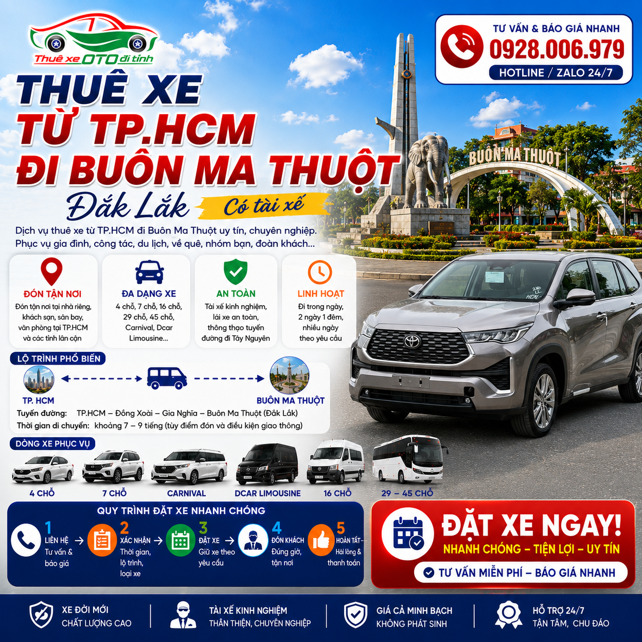 Thuê xe từ TP. HCM đi Buôn Ma Thuột