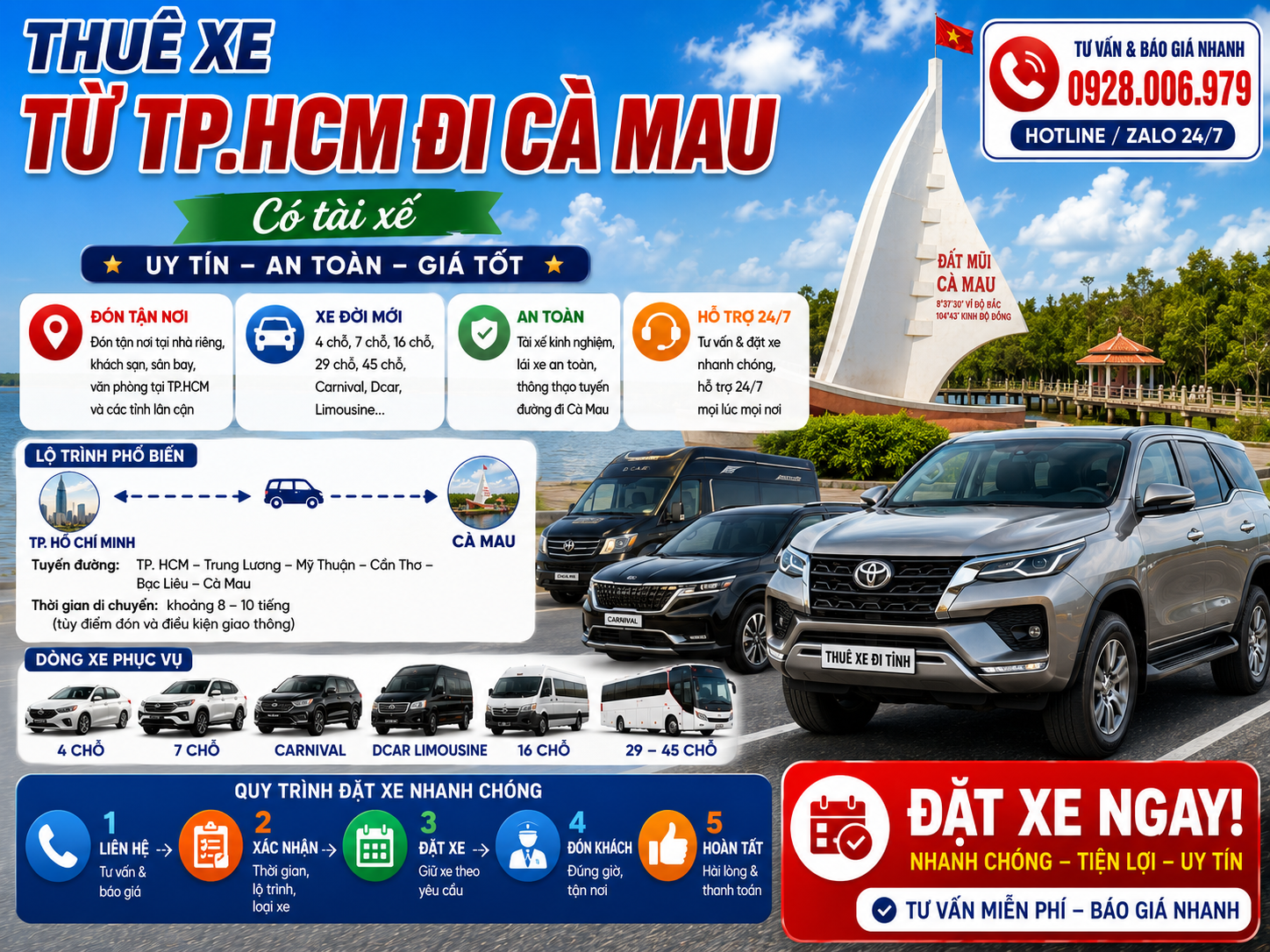 Thuê xe từ TP. HCM đi Cà Mau