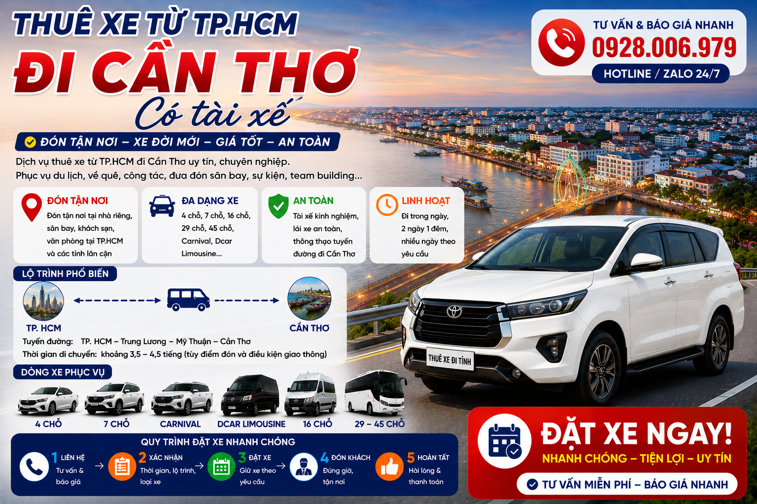 Thuê xe từ TP. HCM đi Cần Thơ