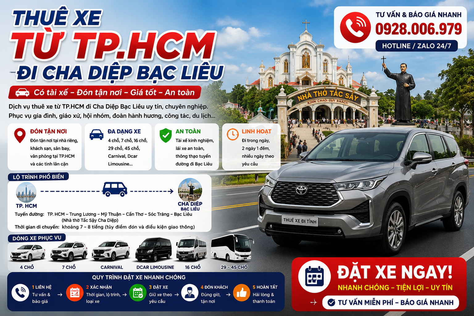 Thuê xe từ TP. HCM đi Cha Diệp Bạc Liêu Thuê xe từ TP. HCM đi Cha Diệp Bạc Liêu