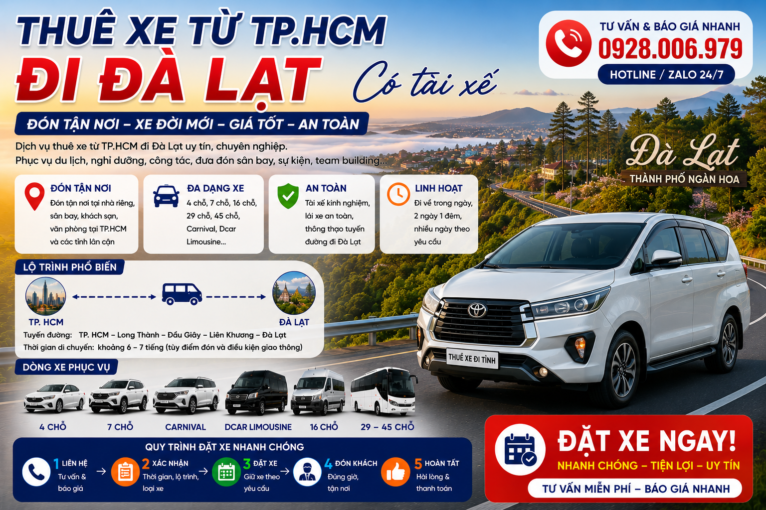 Thuê xe từ TP. HCM đi Đà Lạt