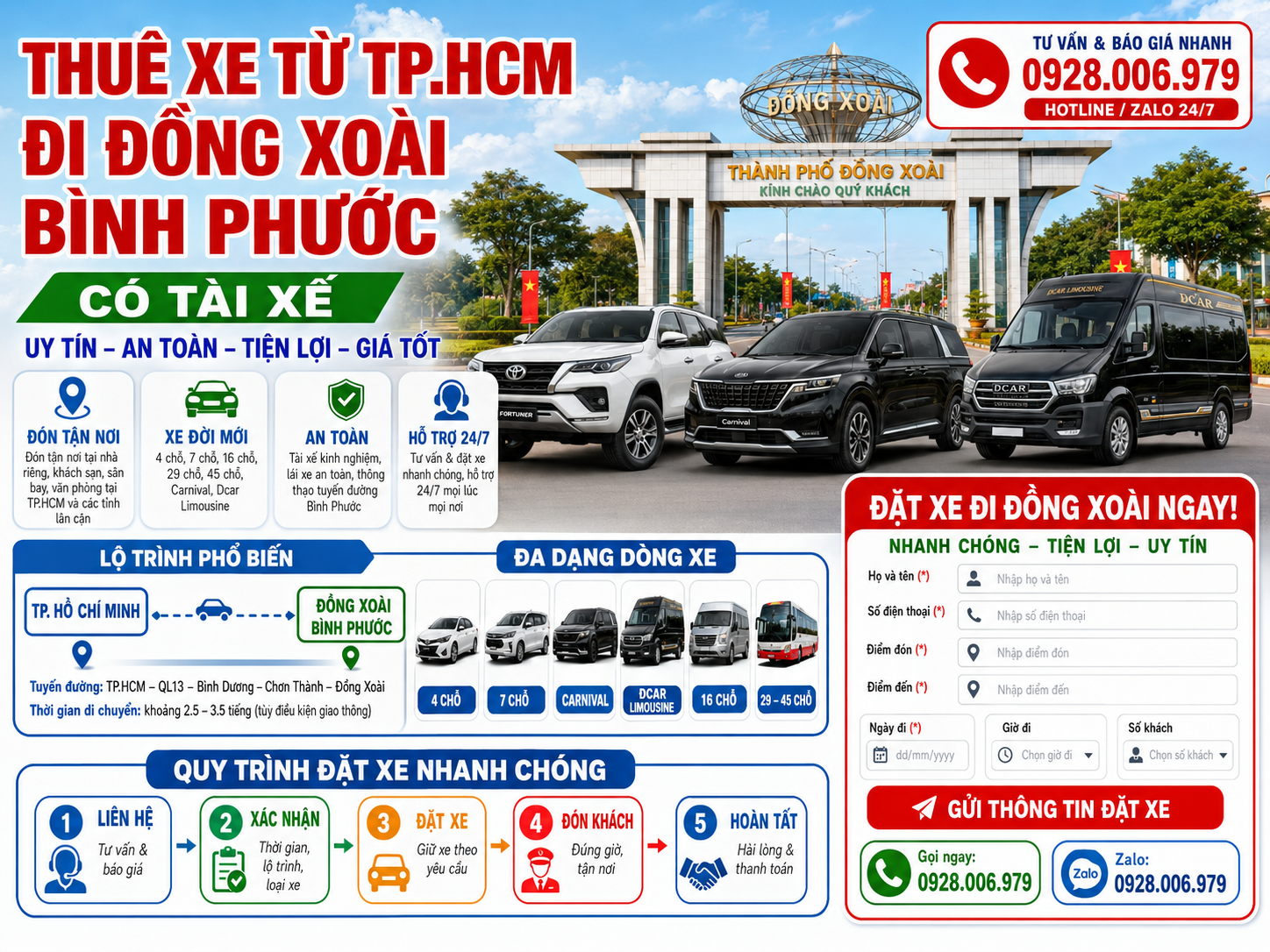 Thuê xe từ TP. HCM đi Đồng Xoài Bình Phước