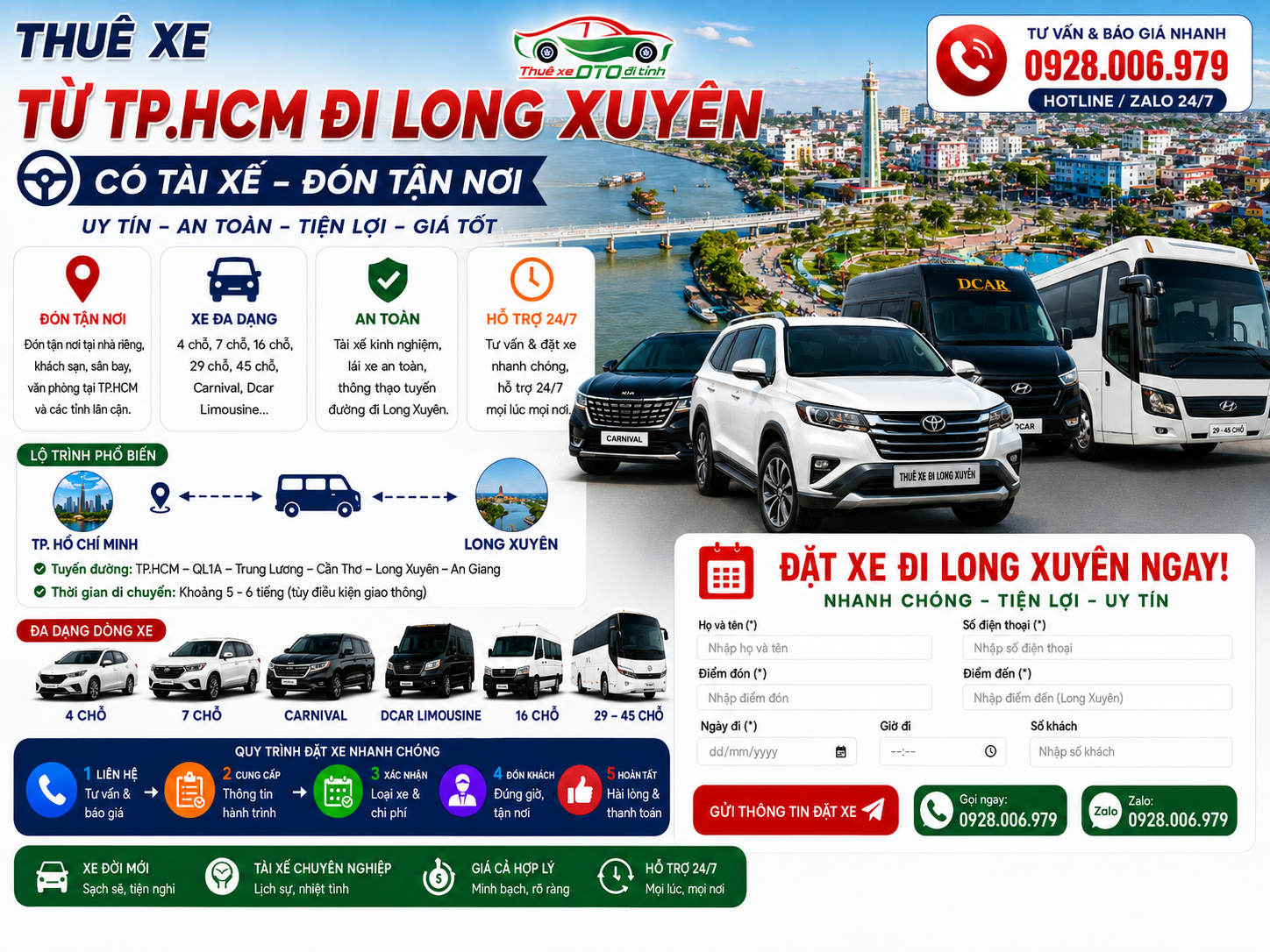 Thuê xe từ TP. HCM đi Long Xuyên Thuê xe từ TP. HCM đi Long Xuyên
