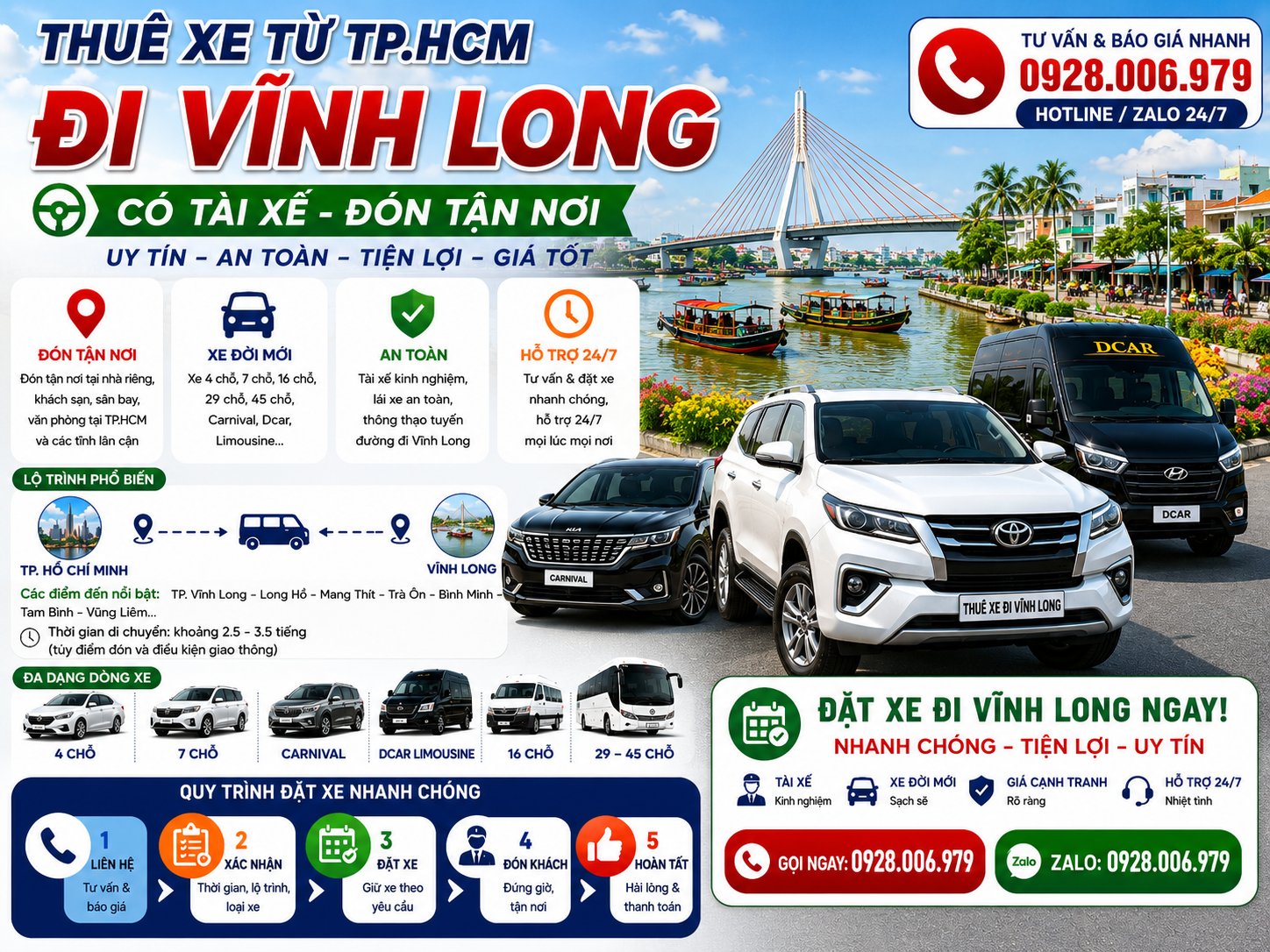 Thuê xe từ TP. HCM đi Vĩnh Long